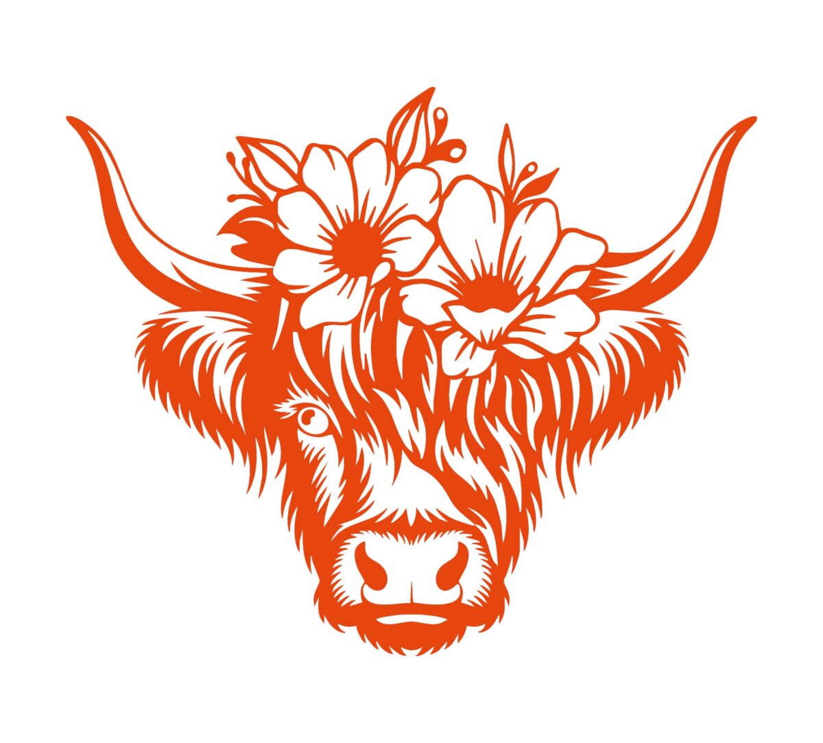 Highland Cow with Flowers Decal - Image 5