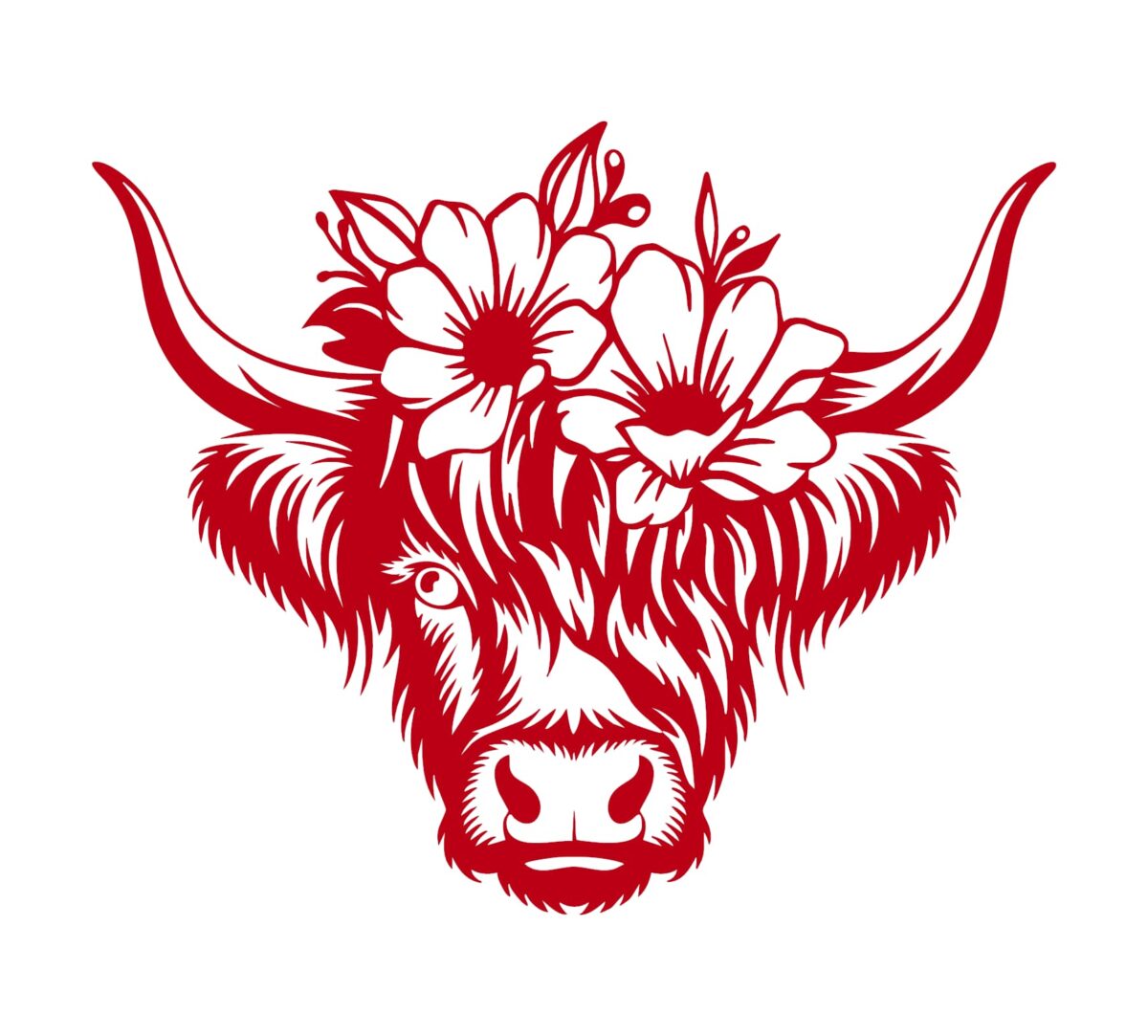 Highland Cow with Flowers Decal - Image 6